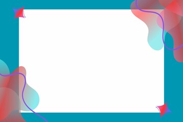 Modern and colorful abstract frame background with fluid gradient shapes and a clean white center. Illustration Frame.