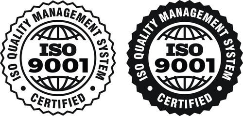 ISO 9001 Certified Rubber Stamp Badge Label Logo Vector Design