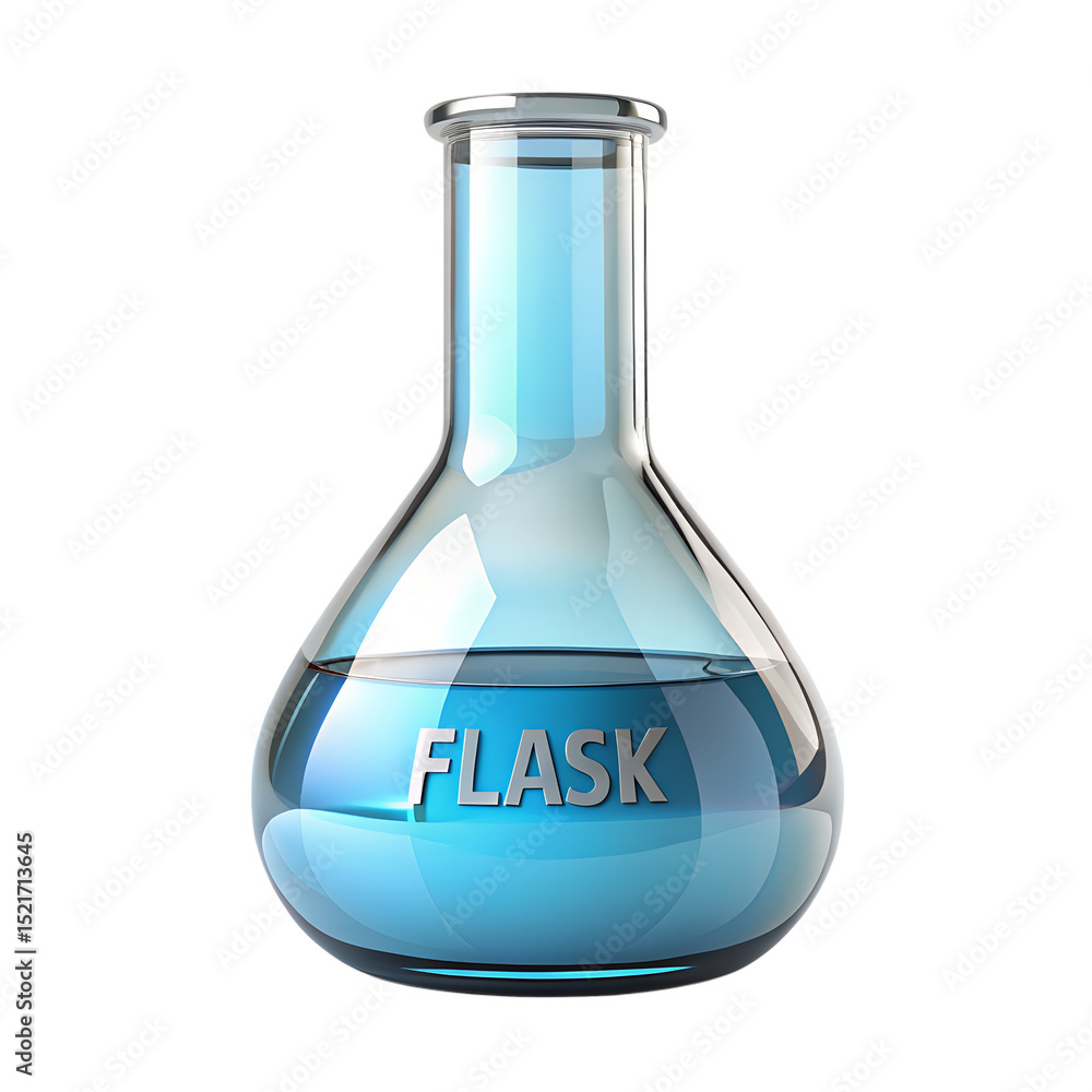 Poster 3d lab flask icon isolated on transparent background