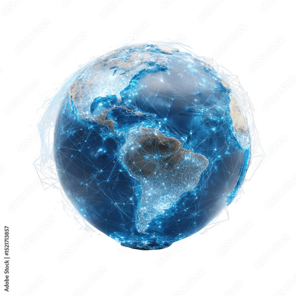 Aufkleber global network connection earth globe isolated on transparent background