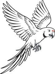 Obraz premium Vector illustration of a flying parrot with wings outstretched depicting strength and freedom beautifully
