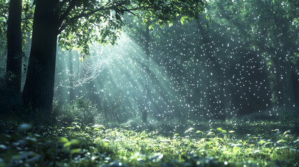 Obraz premium rain water falls in the forest