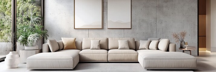 Modern Minimalist Living Room with Sectional Sofa