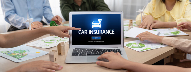 car insurance online website on computer screen for insure your car damage brisk