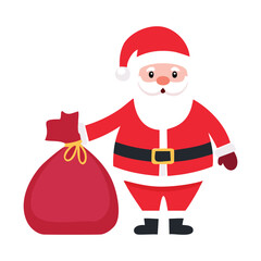 Jolly santa claus with big red gift bag christmas illustration