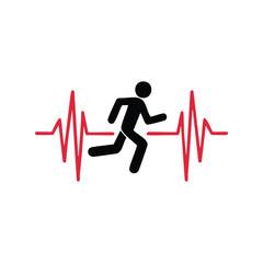 Running man heartbeat fitness health active lifestyle