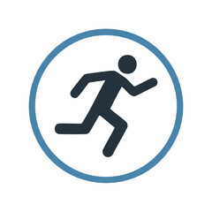 Running man icon in circle fast speed active