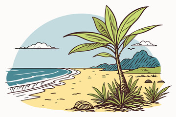 tropical island with palm trees