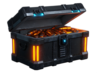  antastic high tech treasure chest isolated on white background PNG