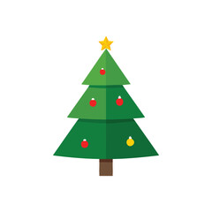 Obraz premium Simple festive christmas tree flat design illustration