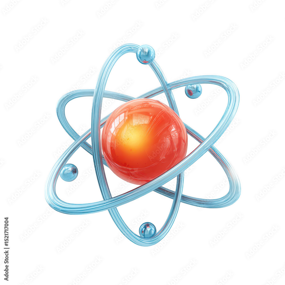 Poster 3d render of atom model isolated on transparent background