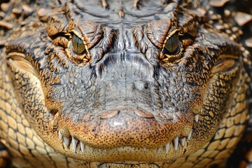 Obraz premium Crocodile skin texture, brown color, Close-Up of Brown Crocodile Skin Texture Showing Natural Scales and Detailed Patterns