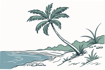 tropical island with palm trees