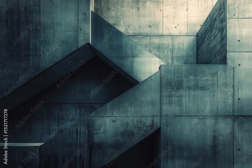Poster Modern architectural corridor with contrasting red and white light effects emphasizing the geometric design during twilight