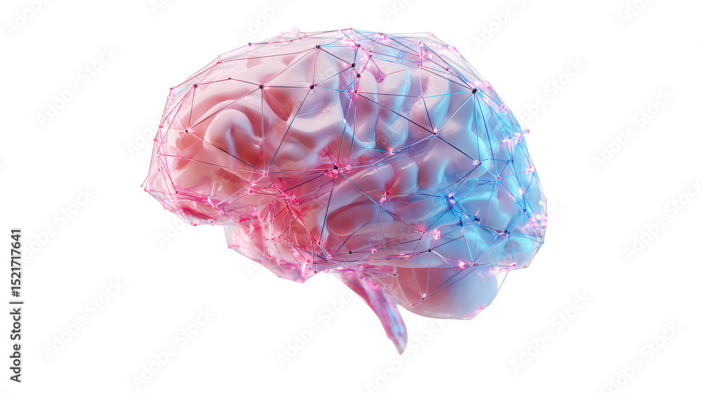 Aufkleber human brain neural network 3d model isolated on transparent background