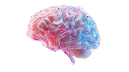 Human brain neural network 3d model isolated on transparent background