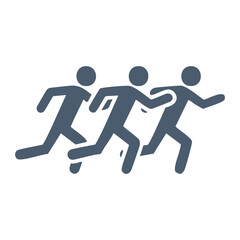 Three people running together teamwork collaboration