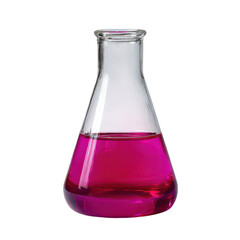 Pink liquid in erlenmeyer flask isolated on transparent background