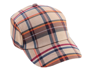 Plaid baseball cap with checkered pattern
