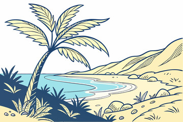 tropical island with palm trees