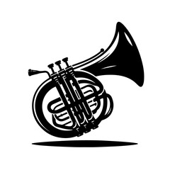 French Horn Silhouette for Music and Classical Performance Design