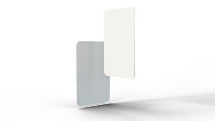 Plastic credit card vertical mockup on isolated background. Atm empty debit payment. Debit card mock up on isolated background. Debit, gift, atm, credit or business card mock up.