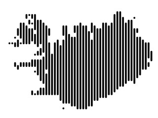Vertical Lines Vector Map of Iceland Small