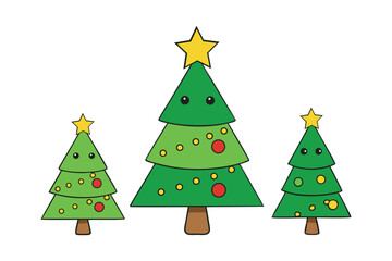 Christmas Tree Vector Illustration on White Background
