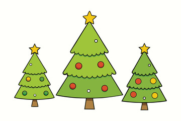 Christmas Tree Vector Illustration on White Background
