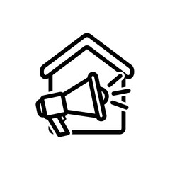 Home Announcement Icon - House with Megaphone for Real Estate or Neighborhood Alerts