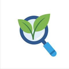 Eco Search Icon - Magnifying Glass with Green Leaves Symbolizing Organic Research