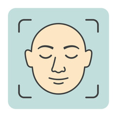Facial Recognition Scan Icon, Biometric Identity Verification