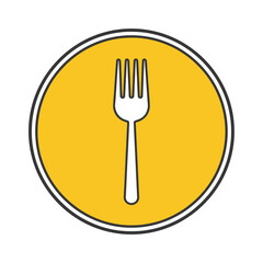 Fork Icon in Yellow Circle - Restaurant or Food Symbol