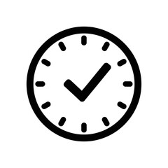 Clock Icon with Checkmark - Time Approved or Task Completed Successfully