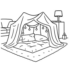 Cozy Indoor Blanket Fort Illustration for Kids or Relaxation