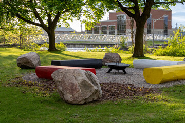 Park in Smiths Falls town in Ontario, Canada in spring season