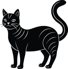 Elegant Black Cat Illustration A Simple Vector Design