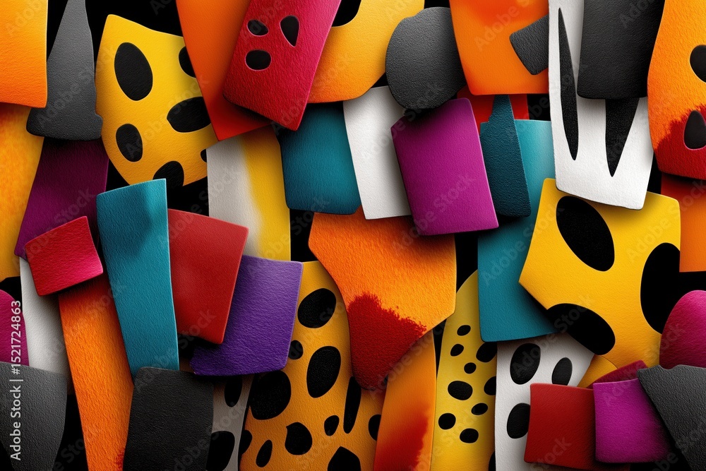 Poster colorful abstract doodle lines create a vibrant seamless pattern with hand-drawn shapes and playful 