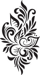 Ornamental Floral Swirl Vector – Black Decorative Flourish | Elegant Black Floral Ornament Design with Swirling Pattern on White Background