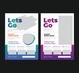 Airplane takeoff fly curves theme Set flyer. modern travel flyer with venue and contact details. Promotional design,