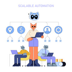 Ai For Global Business. Flat Vector Illustration