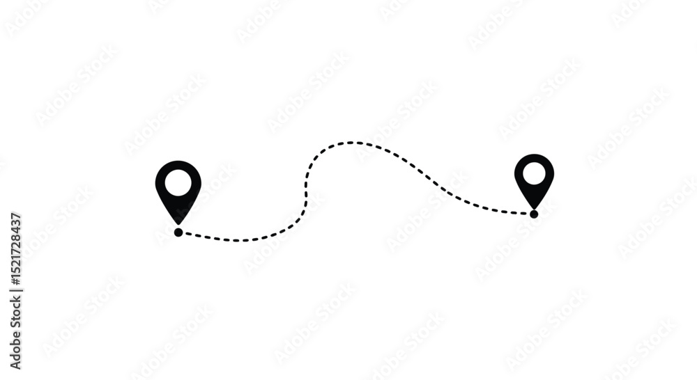 Poster distance solid icon, navigation and route, map pointer vector design with white artboard.