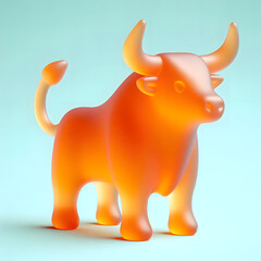 Fototapeta premium minimal gummy jelly shaped bull , 3D , isolated, illustration.