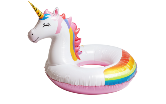 Unicorn float is sitting on a white background