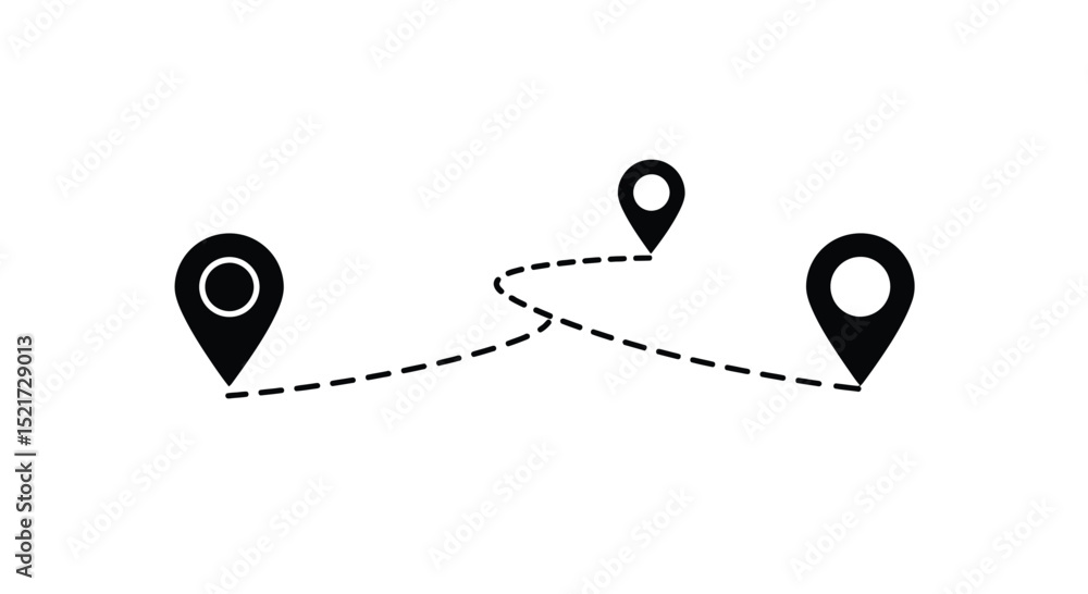 Poster distance solid icon, navigation and route, map pointer vector design with white artboard.