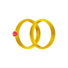 Gold Pair Rings with Rubin