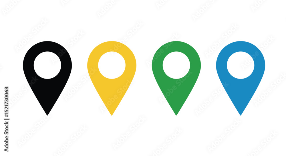 Poster location pin set. map pin, pointer. colour map pin vector