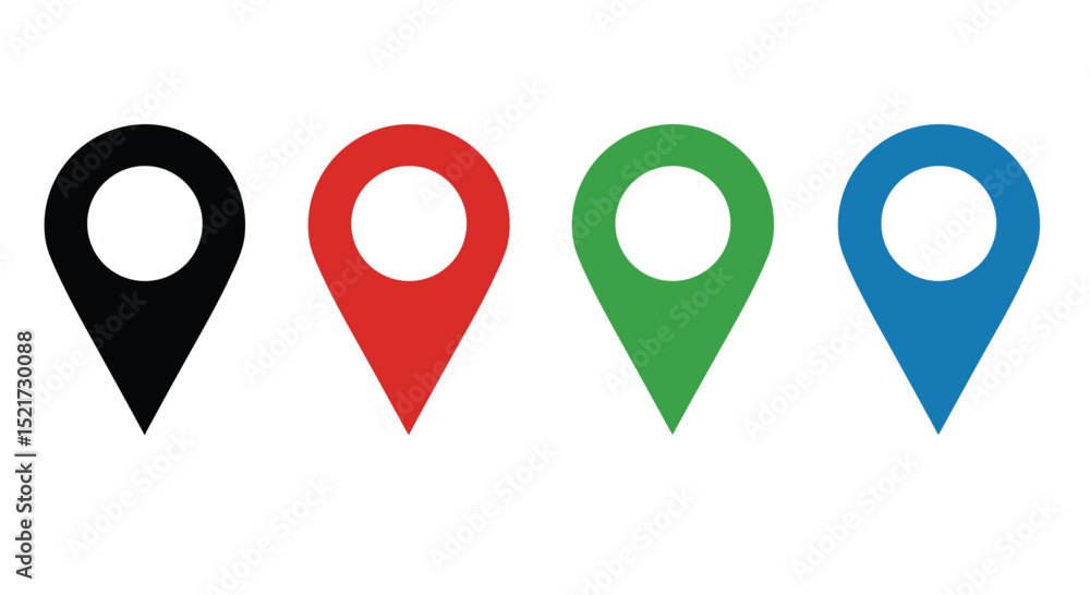 Poster location pin set. map pin, pointer. colour map pin vector