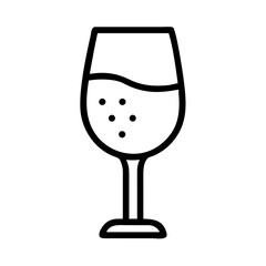 Simple Outline of a Sparkling Drink in a Glass, Featuring Bubbles and a Standard Stemmed Design for Beverage Illustrations
