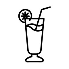 Refreshing tropical cocktail with straw and lemon slice in a classic glass for summertime enjoyment and beachside relaxation illustration